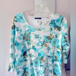 Karen Scott Women's Floral Blouse - Teal and Olive